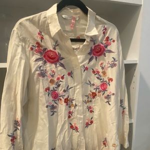 Zara Embroidered linen tunic - MEDIUM